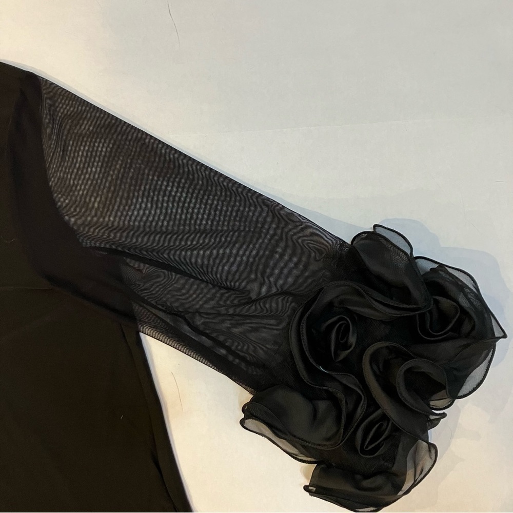 Nina Leonardo Black Dress With Sheer Sleeves size XL - Picture 9 of 10